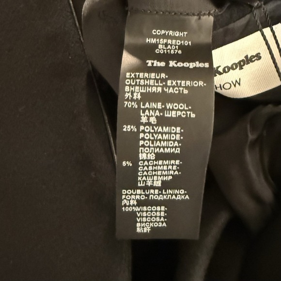 The Kooples Coat Mens FR 46 US Small Black Wool Cashmere‎ Detachable Chain New - Picture 8 of 8